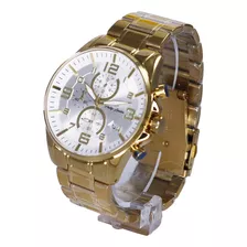Relógio Phillip London Masculino Crono Dourado Pl80123645m