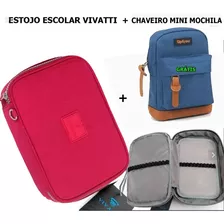 Estojo Escolar Vivatti + Chaveiro Mini Mochila