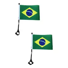 2 Bandeiras Do Brasil Para Moto / Bicicleta C/ Suporte 