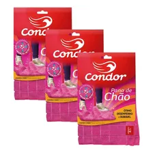 Kit 3 Panos De Chão Limpeza Geral Microfibra Pisos Condor