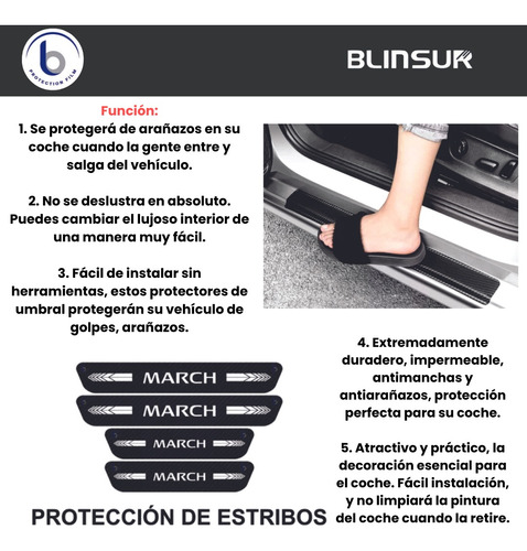 Sticker Proteccin De Estribos Puertas Nissan March Foto 4