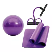 Mat Yoga 10 Mm Bolso + Pelota + Extensor Pilates Fitness 