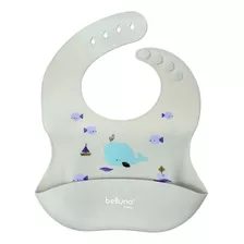 Babero Bebe Silicona Impermeable Bolsillo Melti Belluno Baby Whale