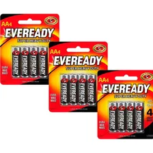 Pack X3 Paquetes Pilas Carbon Eveready Aa X4 Febo