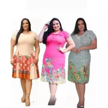 Vestidos Plus Size Feminino Midi Kit 5 Roupas Gg Atacado