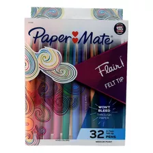 Marcadores Paper Mate Flair Pack 32 Color Plumones Felt Tip