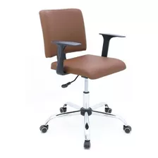 Cadeira Almofadada Giratória Para Escritório- Marrom Premium
