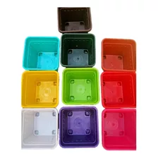 Pack 5 Maceteros Plásticos Cuadrados 15 Cm / Varios Colores
