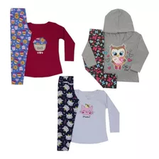 Kit 3 Conjunto Feminino Infantil Outono Inverno 1.2.3.4.6.8