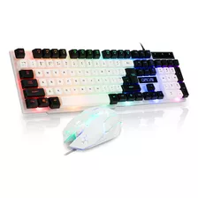 Combo Teclado + Mouse Con Cable Rgb - Blancos