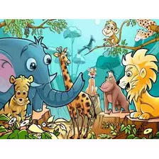 Painel Decorativo Festa Safari Zoo Animais [3x1,6m] (mod1)