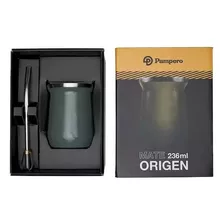 Mate De Acero Inox Pampero Origen Verde Bombilla Bicapa