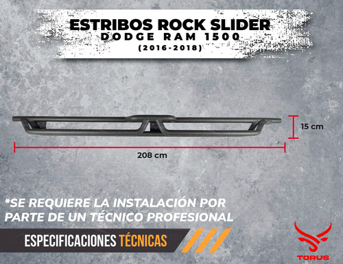 Estribos Acero Rock Slider Ram 1500 Doble Cabina 16-18 Torus Foto 8