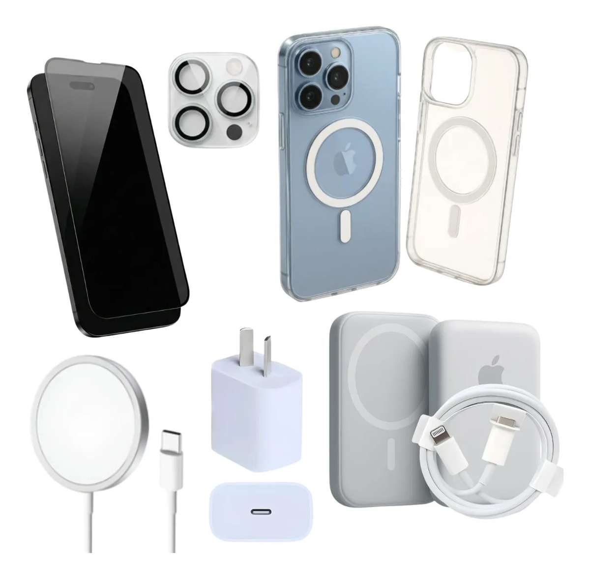 Kit Inalámbricos Magsafe + 20w + Cable + Protec Compatibles. iPhone 12 Pro