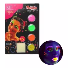 Maquillaje Pintura Rostro Fluo X 4 U. Pintafan Halloween Cot