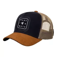 Bone Made In Mato Trucker Marinho Curva + Adesivo Exclusivo