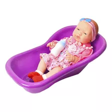 Muñeca Bebé Bañera Tina Tetero Set Baño Biberón Juguete Niña