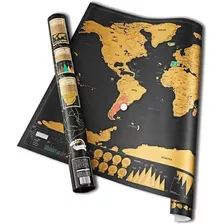 Mapa De Raspar Oro Negro Para Viajeros Del Mundo 42x30cm