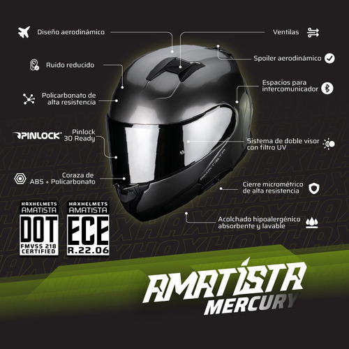 Casco Moto Abatible Certificado Dot Ece 2206 Mercury Hax Foto 2