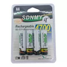 Kit 04 Pilha A A Recarregável 4700mah Sdnmy Lacrada