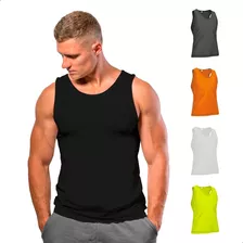 Kit 5 Camisetas Regatas Masculina Lisa Básica Academia Dry