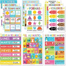 12 Carteles Educativos De Español Aprendizaje Bilingüe Niños