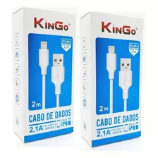 Kit 2 Cabos Usb Kingo P/ iPhone 11 Pro Max 2mt Resistente Cor Branco