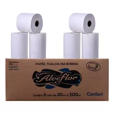 Toalha De Papel Bobina 20cm Alveflor Celulose 6x 200m