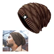 Gorro Tejido En Lana De Relieve Con Forro De Polar Café