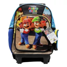 Mochila Ruz Con Ruedas Kinder Super Mario Bros Diseño De La Tela Liso