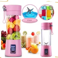 Mini Liquidificador Portátil Mixer Usb Academia Recarregável Cor Rosa 110v/220v