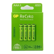 Pilas Recargables Aaa 650 Mah Precargadas Recyko+ Gp X 4