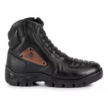 Bota Motoqueiro Masculina Trabalho Resistente Couro +brinde