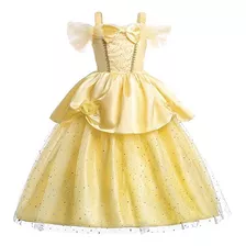 Vestido De Princesa Bella Para Disfraz Para Niñas