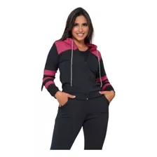 Conjunto Moletom Blusa De Frio Malha Crepe Com Capuz