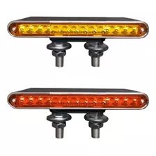 Barra Plafón Led 24 Led Doble Cara Rojo Y Ámbar Bisel Cromo