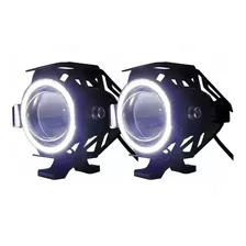 Par Farol Led Angel Eye Auxiliar Neblina Moto U7 Luz Branco