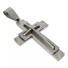 Pingente Crucifixo Cruz Grande Masculino Aço Inox Cirurgico