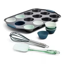 15 Pc Bandeja Y Molde De Silicona Para Cupcakes