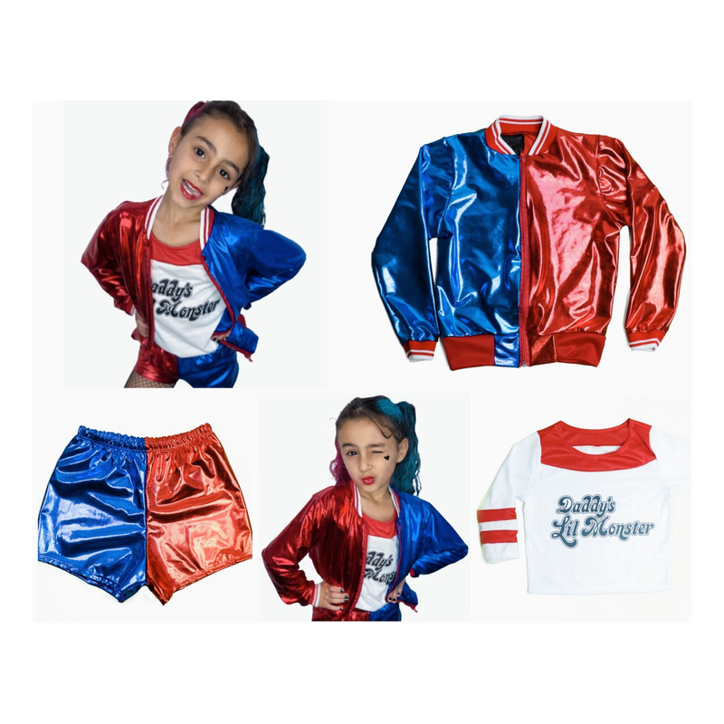 Roupa Arlequina Infantil Completa C/ Jaqueta E Taco