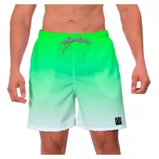 Short Praia Masculino W2 Degrade Verde Branco Esporte Estilo