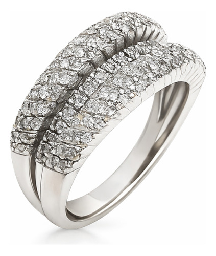 Anel Vivara Lumiere De Ouro Branco 18k E Diamantes 0,59ct Branco 16