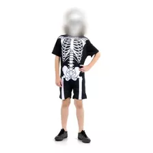 Fantasia Esqueleto Infantil Curto Halloween Festa Anime