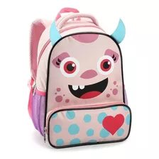 Bolsa Infantil Monstrinho Feminino Masculino Escolar Cor Rosa