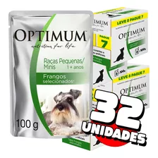 Kit Sache Ração Úmida Optimum Cães Raças Pequenas - 32uni