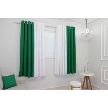 Cortina Duo Sala/quarto Oxford 600x180 Duas Cores Cor Verde-bandeira