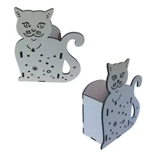 Porta Canetas Gato Em Mdf Branco 3mm