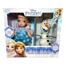 Boneca Elsa Baby Bebê E Boneco Olaf - Frozen Disney Original