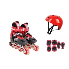 Patin Rollers Semi Prof Extensible Con Casco Y Protectores