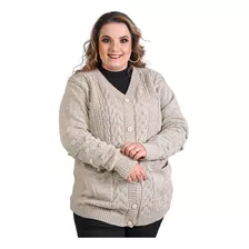 Casaco Jéssica Em Tricot Plus Size Com Botões R:1139